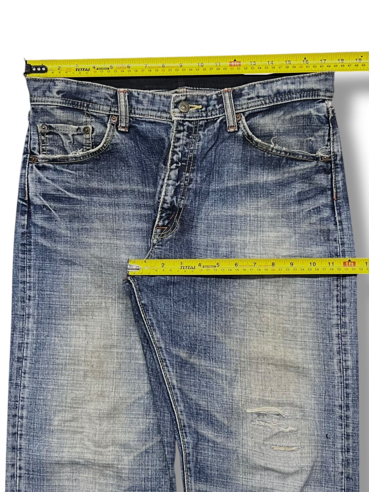 Japanese Brand Loose Vintage 00s GL HEART Japan - Faded Blue Wash Jeans Size US 35 - 18 Thumbnail