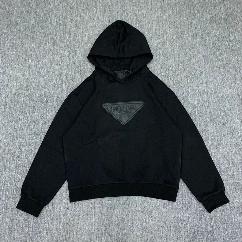 Prada Prada Black Triangle Logo Hoodie Sweatshirt Size US XL / EU 56 / 4 - 1 Thumbnail
