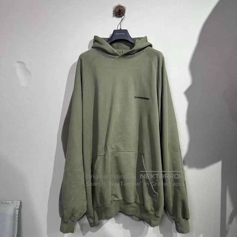 Balenciaga Balenciaga Olive Green Obscuring Line Hoodie Size US L / EU 52-54 / 3 - 1 Thumbnail