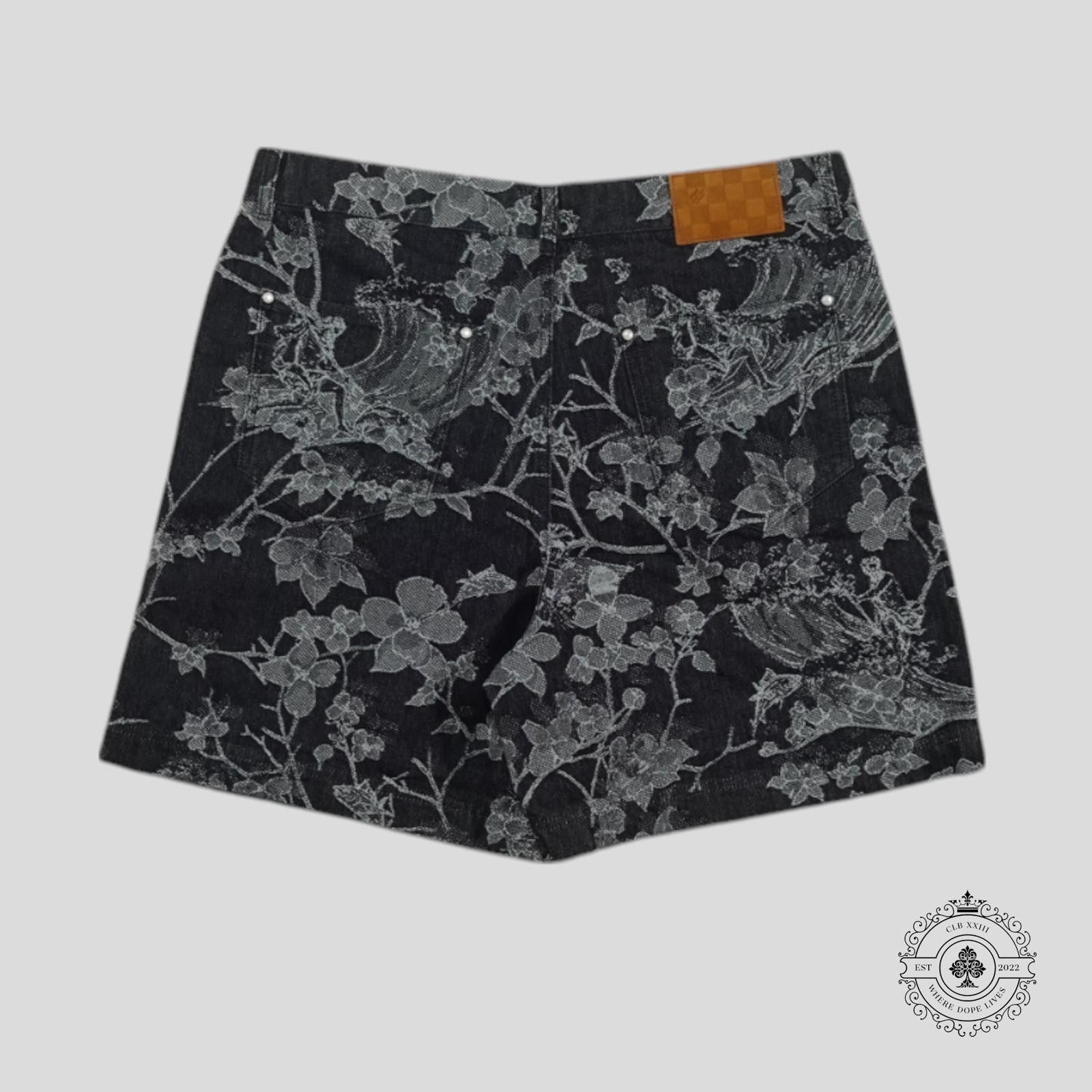 Louis Vuitton Louis Vuitton LV Waves Floral Jacquard Denim Shorts in Blue Size US 36 / EU 52 - 2 Thumbnail