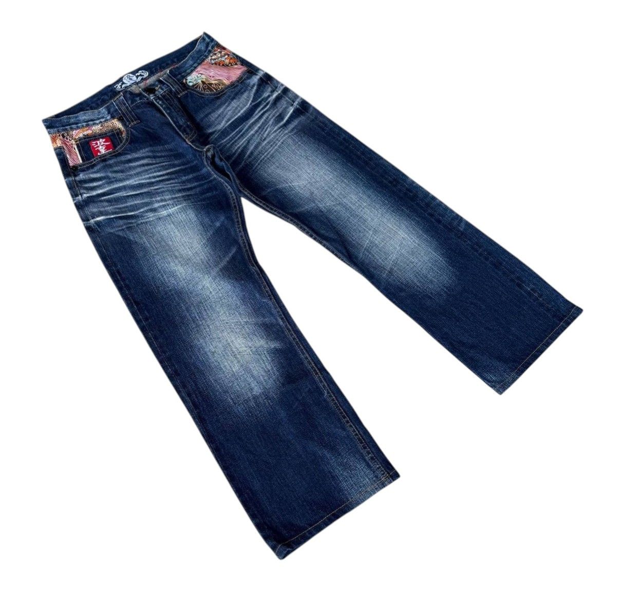 Japanese Brand RARE Namitatsu Redline Denim Ankle Cut-"Dokuro" Skull Tattoo Size US 30 / EU 46 - 3 Thumbnail