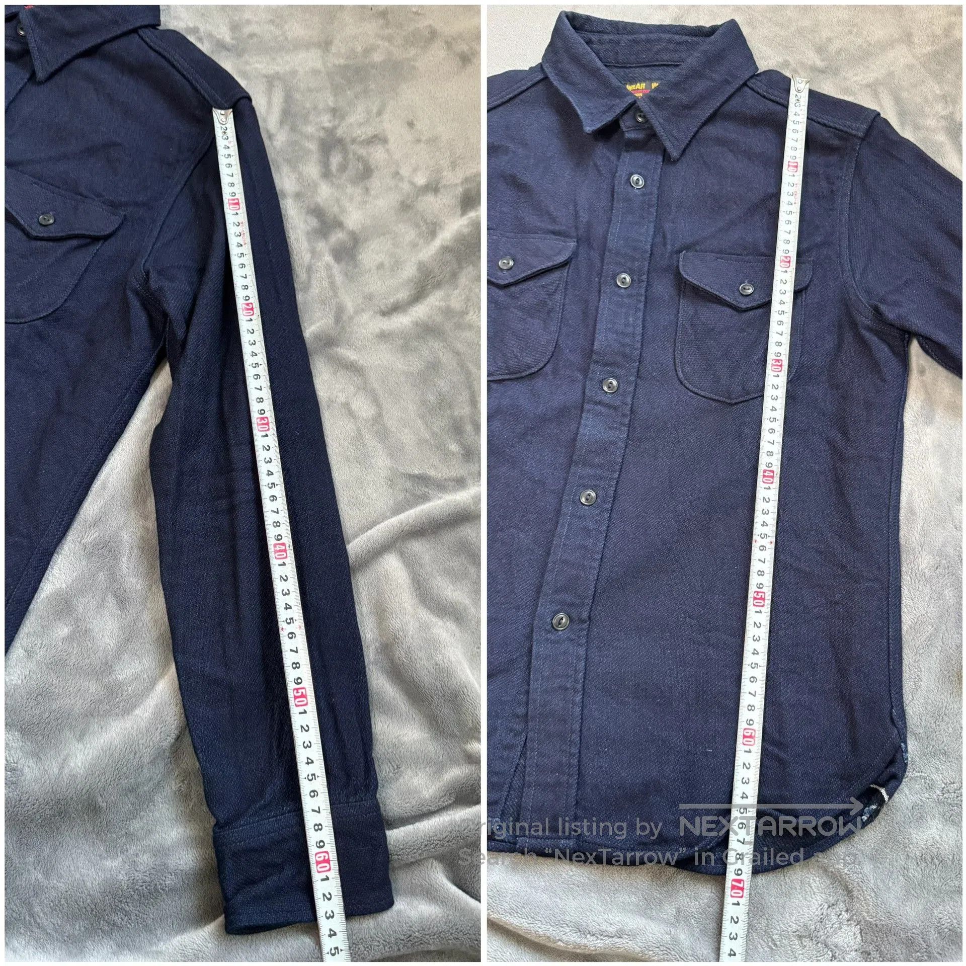 UES Japan UES 501655 Indigo Flannel Long Sleeve Shirt. Size US L / EU 52-54 / 3 - 5 Thumbnail