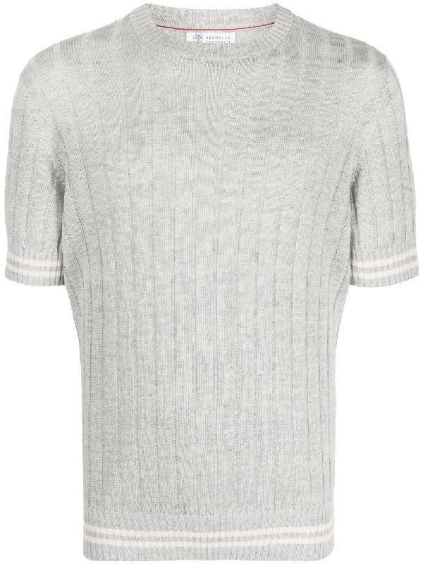 image of Brunello Cucinelli O1W1Db10424 Polo T-Shirt In Grey, Men's (Size XL)
