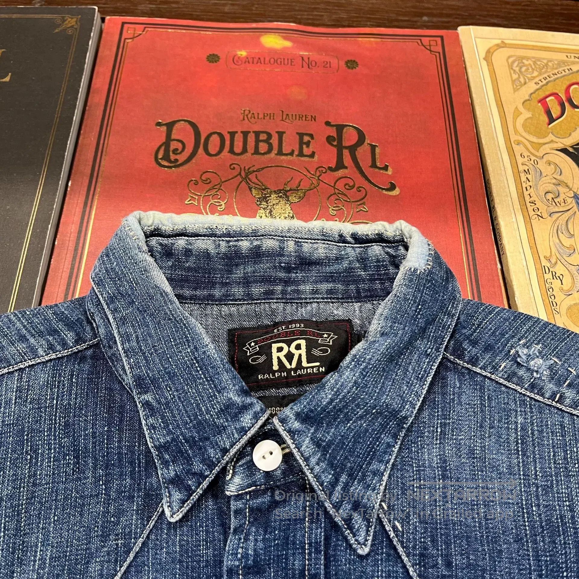 RRL Ralph Lauren Vintage RRL Distressed Denim Western Shirt. Size US M / EU 48-50 / 2 - 4 Thumbnail
