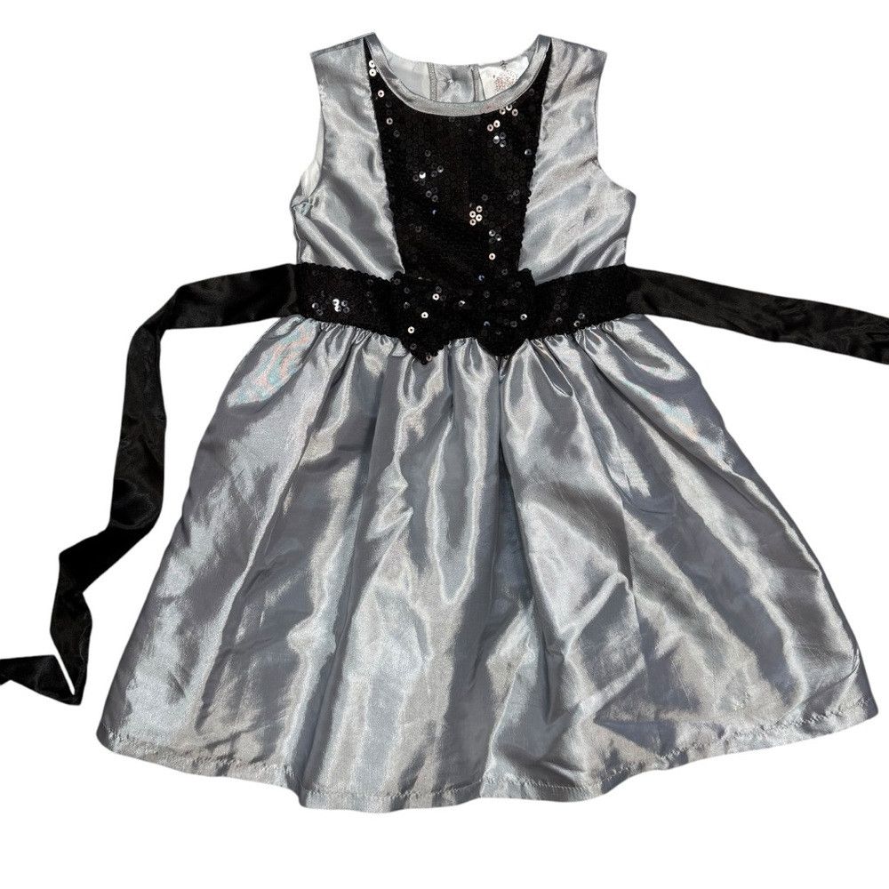 Other New Joe-Ella Grey Satin Bow A-Line Sequin Dress Size 2 Size XXS / US 00 / IT 34 - 1 Thumbnail