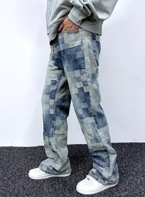 Japanese Brand Blue plaid jeans vintage style distressed Size US 32 / EU 48 - 8 Thumbnail
