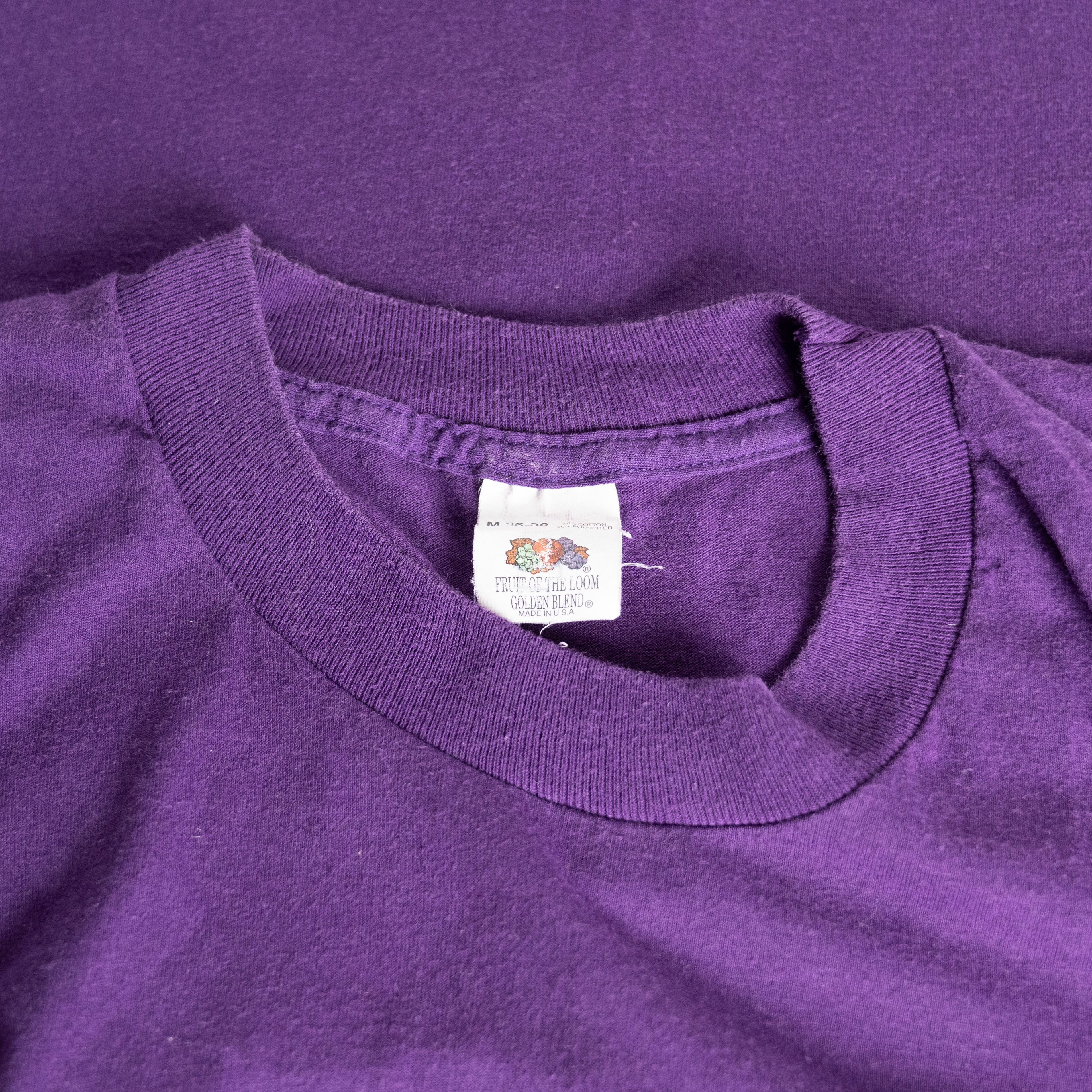 Vintage Vintage 1980's Purple Fruit Of The Loom Pocket Tee Shirt Size US M / EU 48-50 / 2 - 3 Thumbnail