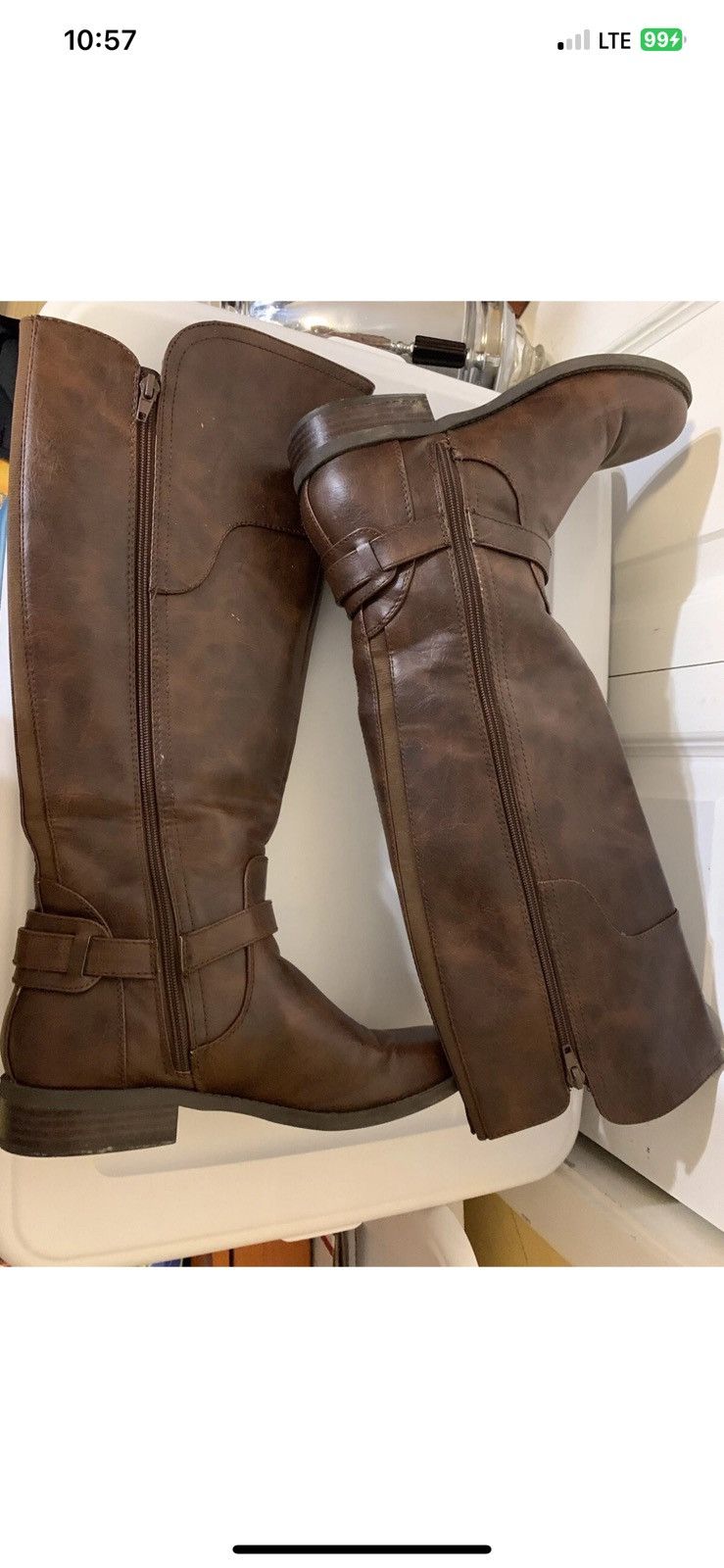 Guess G by Guess womens sz 9M tall riding boots faux leather zip Size US 9 / IT 39 - 6 Thumbnail