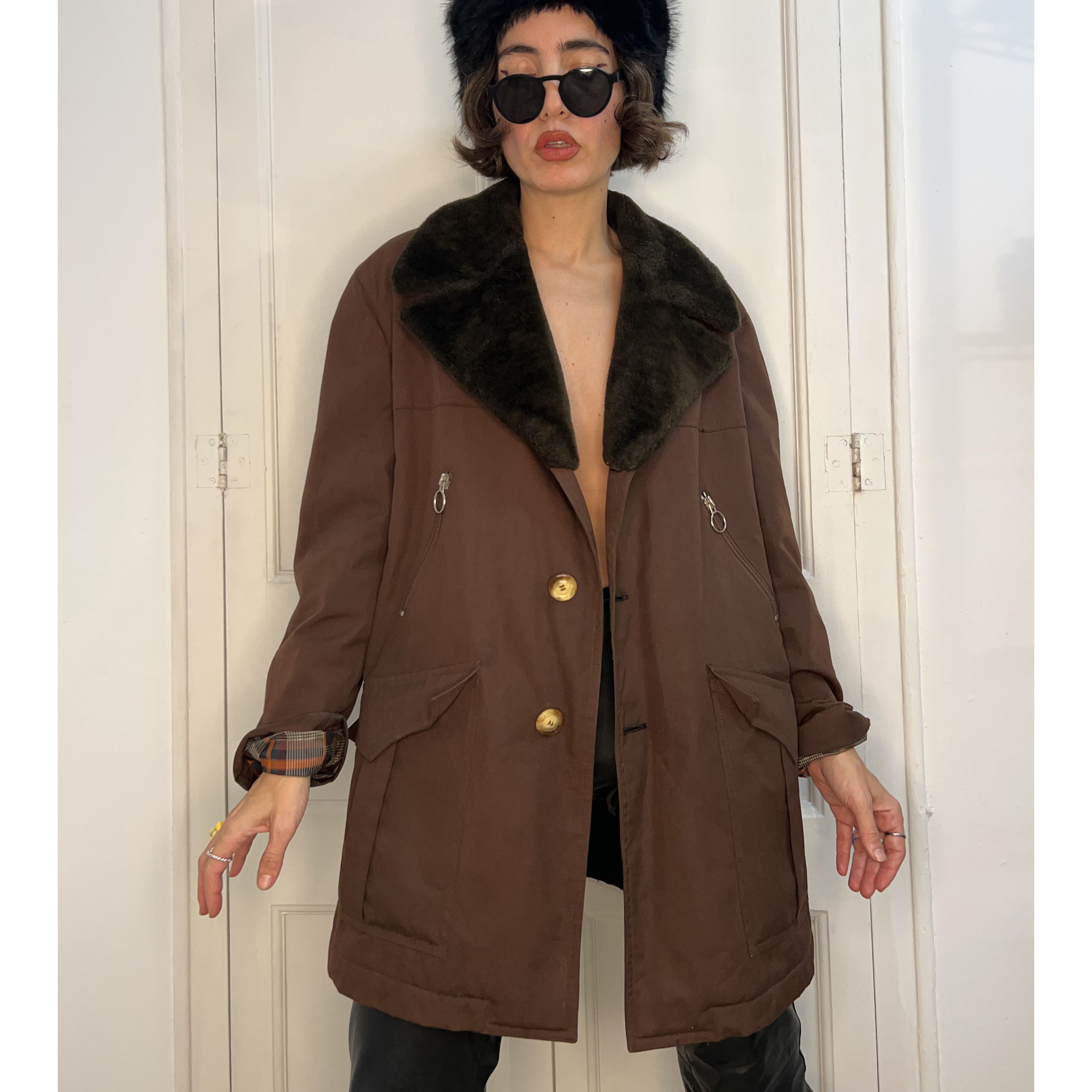 Vintage Vintage 70s Brown Tergal Jacket Size XL / US 12-14 / IT 48-50 - 9 Thumbnail