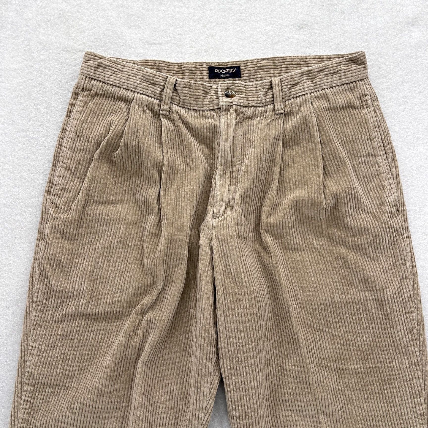 Dockers VINTAGE Dockers Khakis Corduroy Pants Mens 34x29 Beige Relaxed Pleated 90s Size US 34 / EU 50 - 2 Thumbnail
