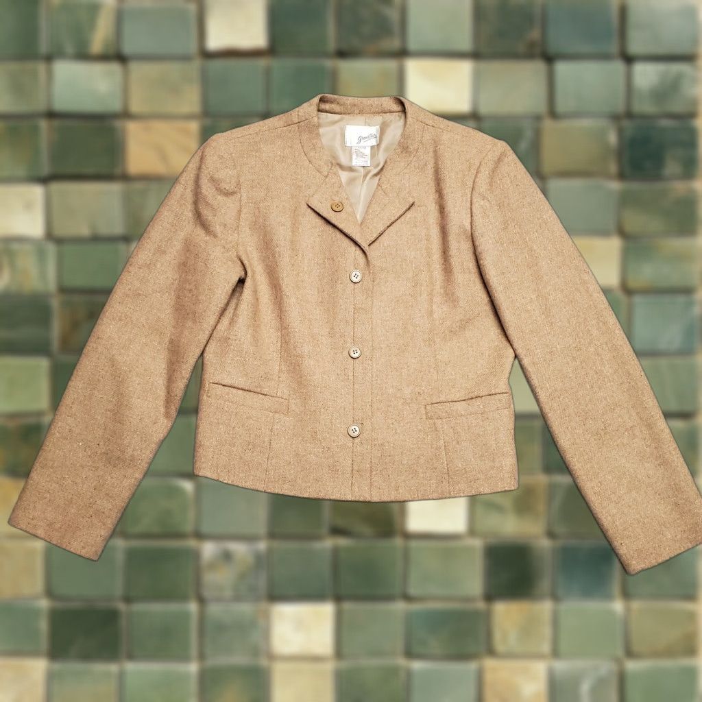 Vintage VINTAGE Grand Tier Blazer Jacket Womens 12 Light Brown Wool Blend Three Button Pockets Casual Modern 90s? Size XL / US 12-14 / IT 48-50 - 1 Thumbnail