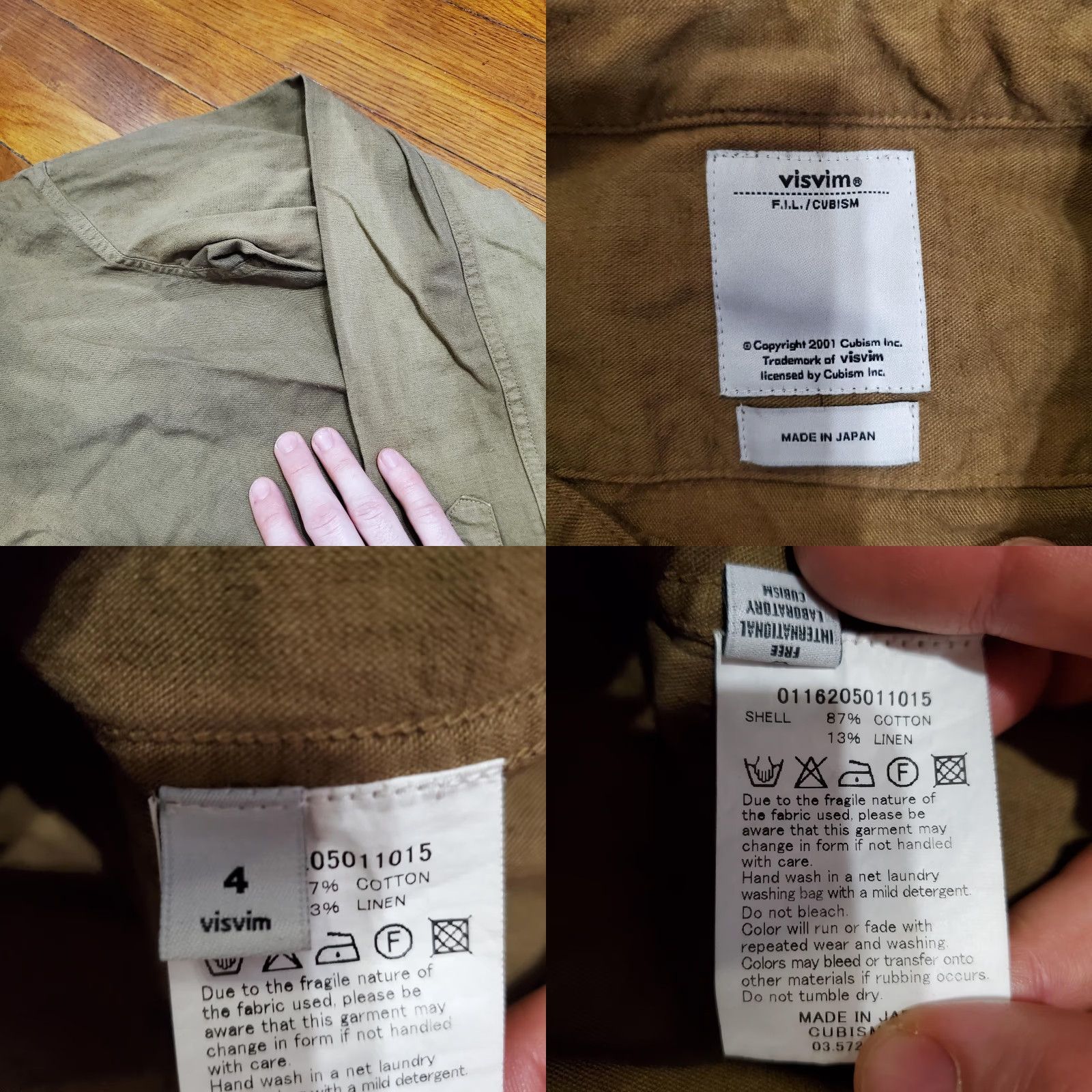 Visvim Visvim Shirt Mens 42 Green Cotton Linen Button Front Long Sleeve Made Japan Size US XL / EU 56 / 4 - 8 Thumbnail