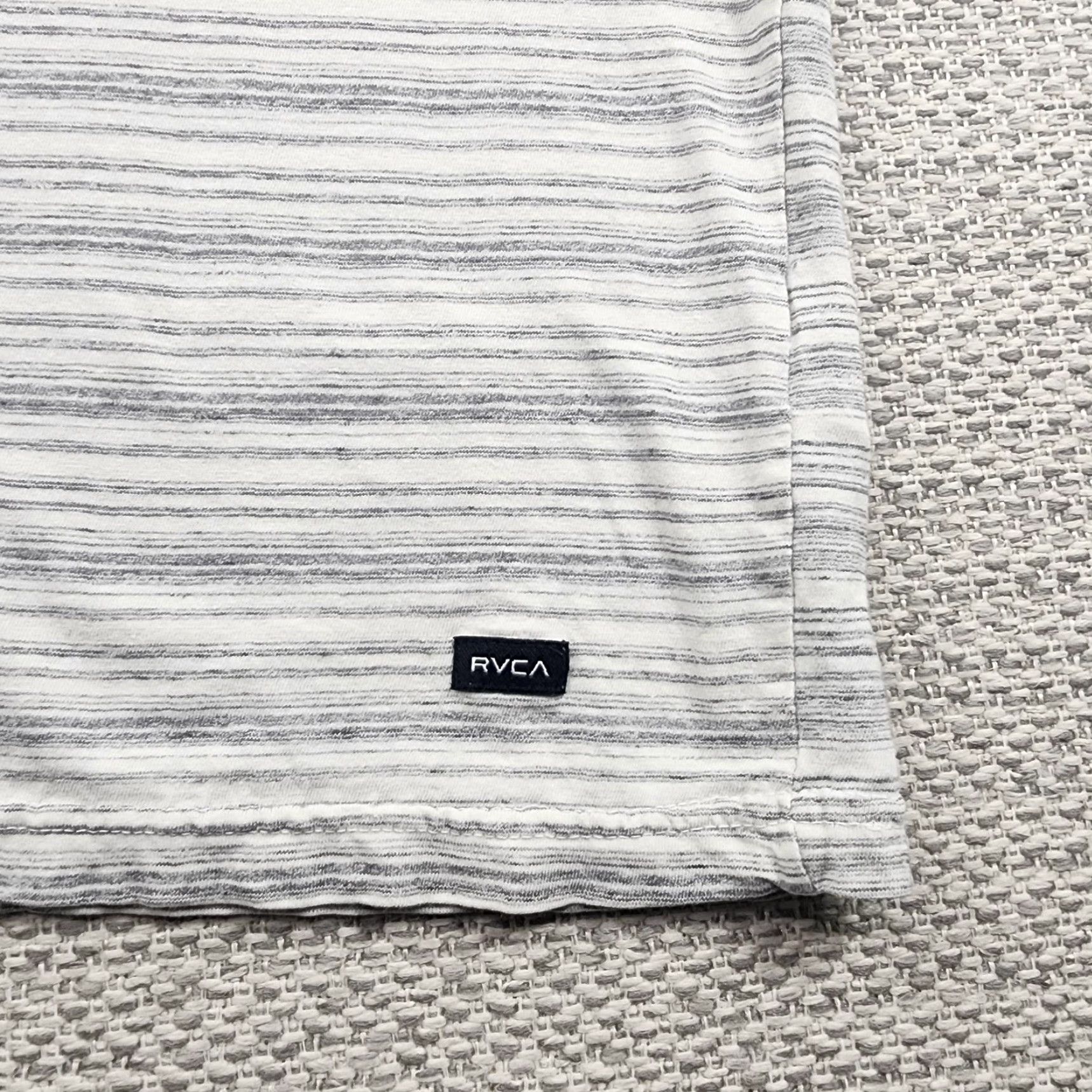 RVCA RVCA Shirt Mens Small Gray White Striped Lightweight Henley Short Sleeve Soft Size US S / EU 44-46 / 1 - 6 Thumbnail