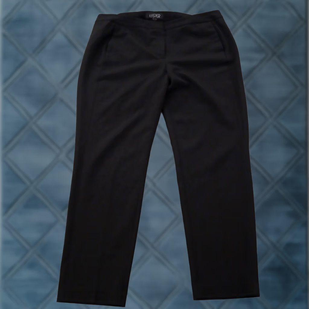 Kasper Kasper Dress Pants Womens Size 14 Black Pockets 38x29 Mid Rise Regular Inseam 29 in Straight Pants Women Size 36" / US 14 / IT 50 - 1 Thumbnail
