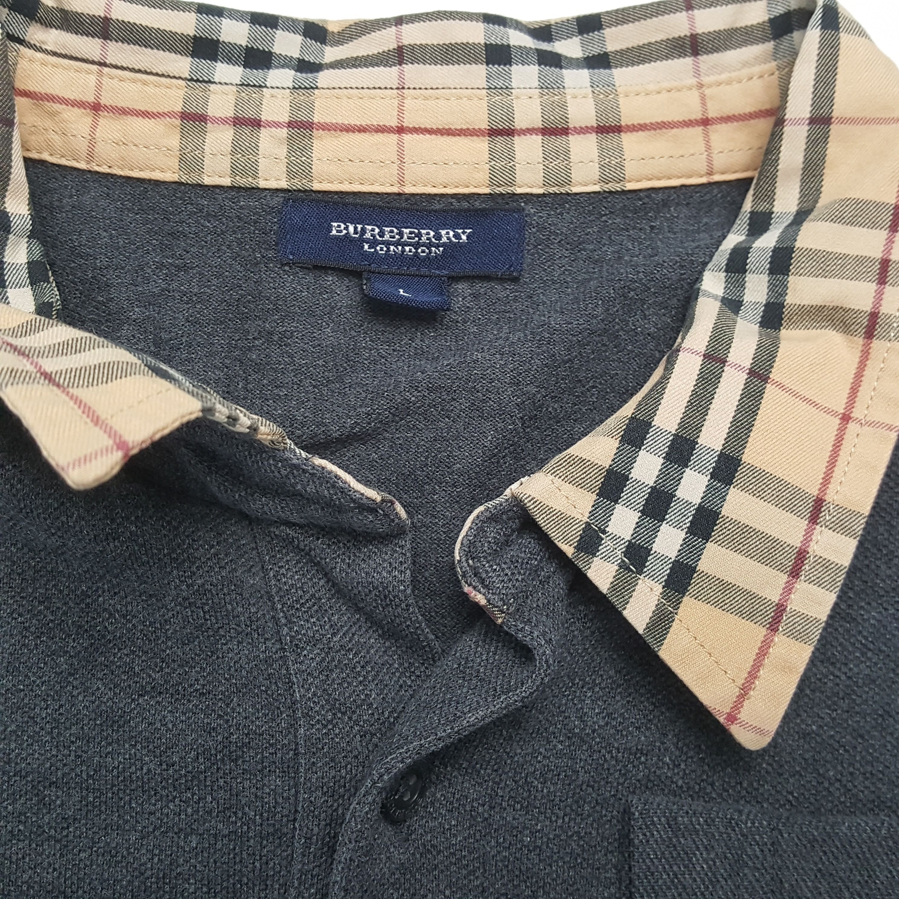 Burberry × Vintage Vintage BURBERRY LONDON Nova Check Collar Design Polos Size US L / EU 52-54 / 3 - 8 Thumbnail