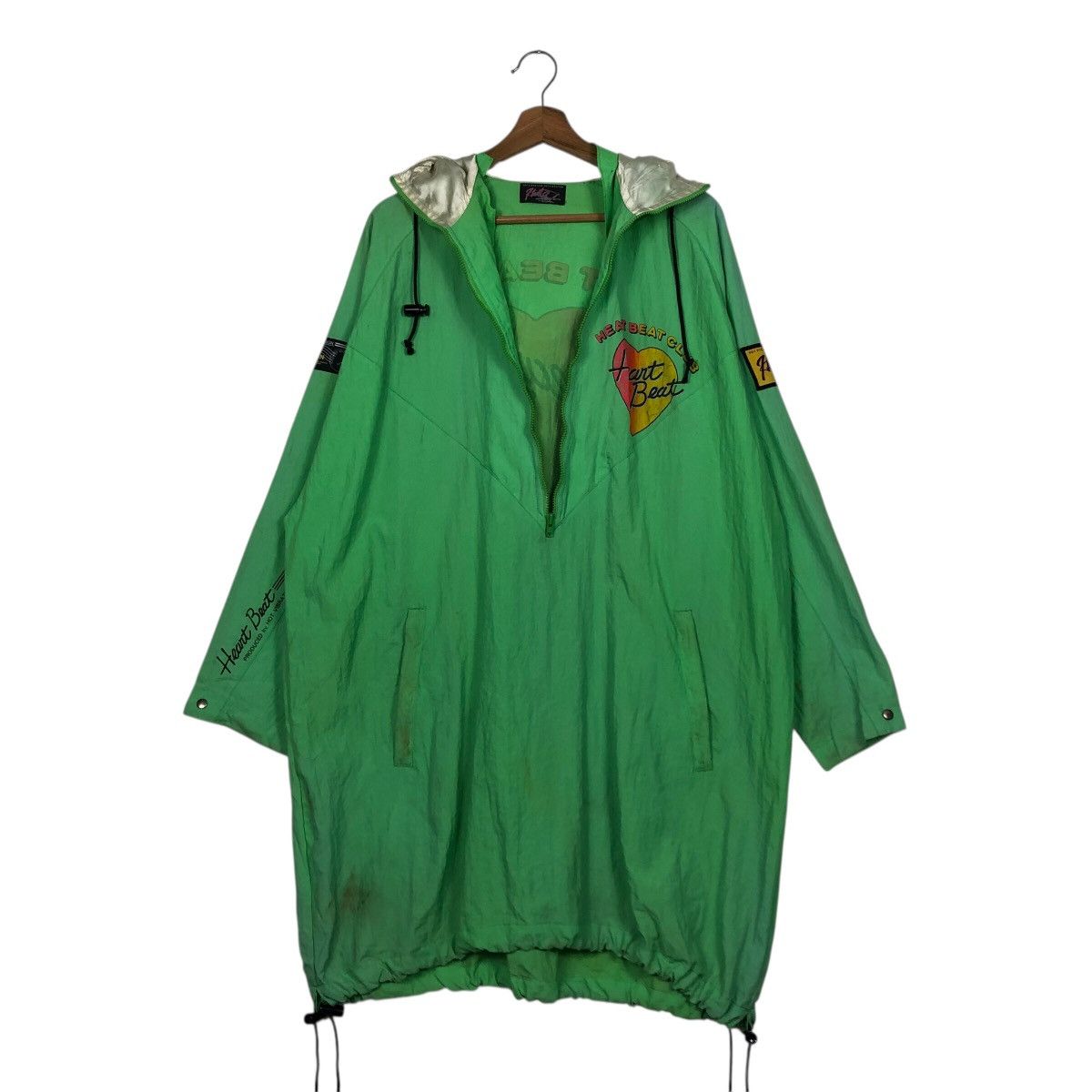 Japanese Brand 80s Heart Beat Club Neon Green Parka Vibration Surf Skate Size US M / EU 48-50 / 2 - 14 Thumbnail