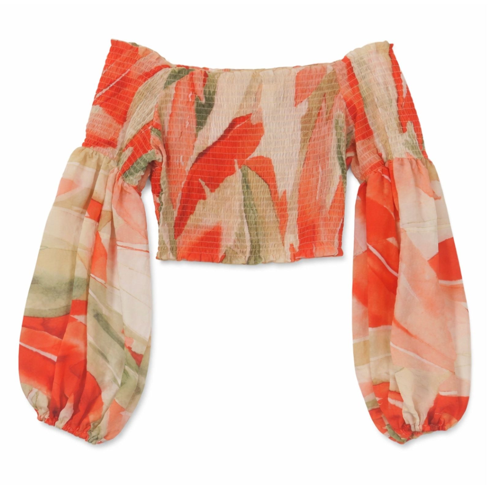 H&M H&M Smocked Off the Shoulder Top Cropped Floral Medium Size M / US 6-8 / IT 42-44 - 9 Thumbnail