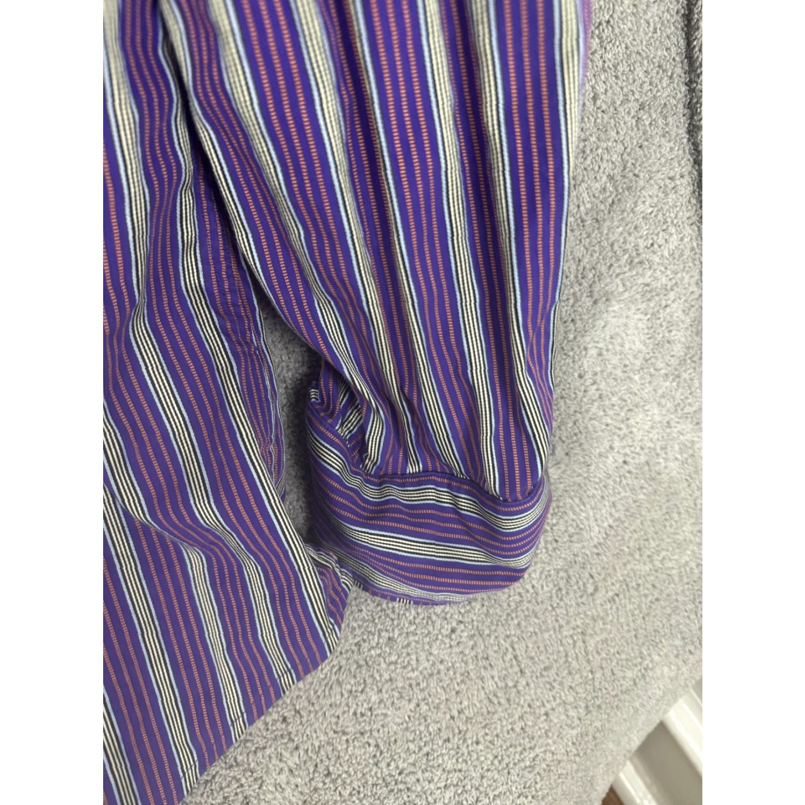 Robert Graham Robert Graham Shirt Mens 3XL Purple Stripe Long Sleeve Button Front Barrel Cuff Dress Shirt Size US XXL / EU 58 / 5 - 3 Thumbnail