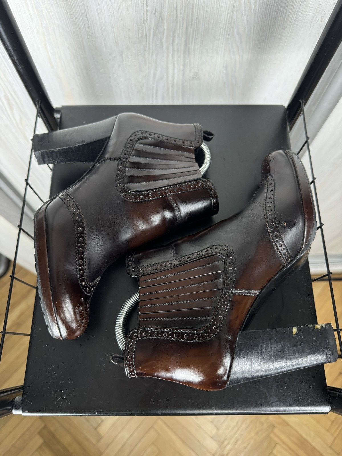 Prada Prada Burgundy Leather Ankle Boots Size 38.5 Size US 8.5 / IT 38.5 - 9 Thumbnail