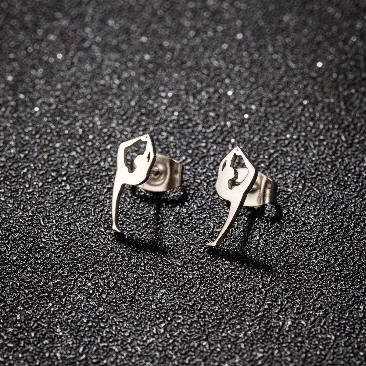 Jewelry Gymnastics Girl Stud Earrings Charm Stainless Earring Gift Size ONE SIZE - 1 Thumbnail