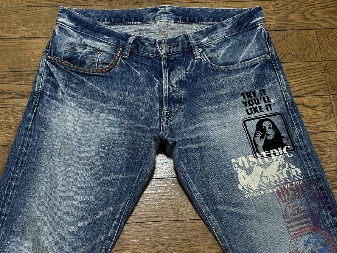 Hysteric Glamour HYSTERIC GLAMOUR GIRL PRINT STUDDED SELVEDGE DENIM Size US 32 / EU 48 - 3 Thumbnail