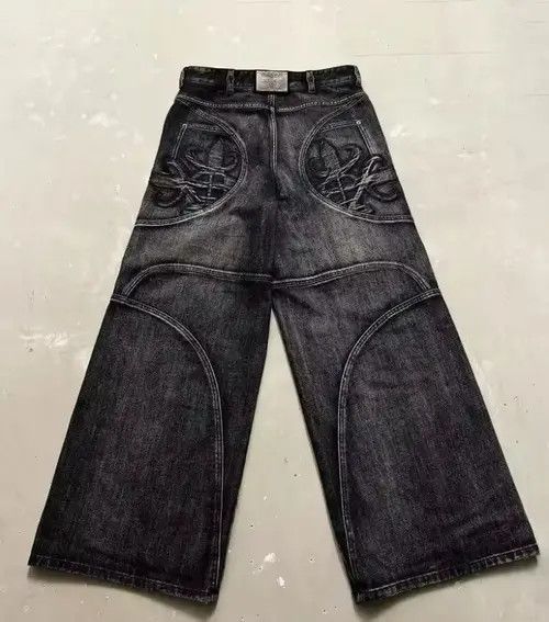 Japanese Brand Hirohata x Mio Retro Washed Black Straight Cut Baggy Jeans Size US 31 - 5 Thumbnail