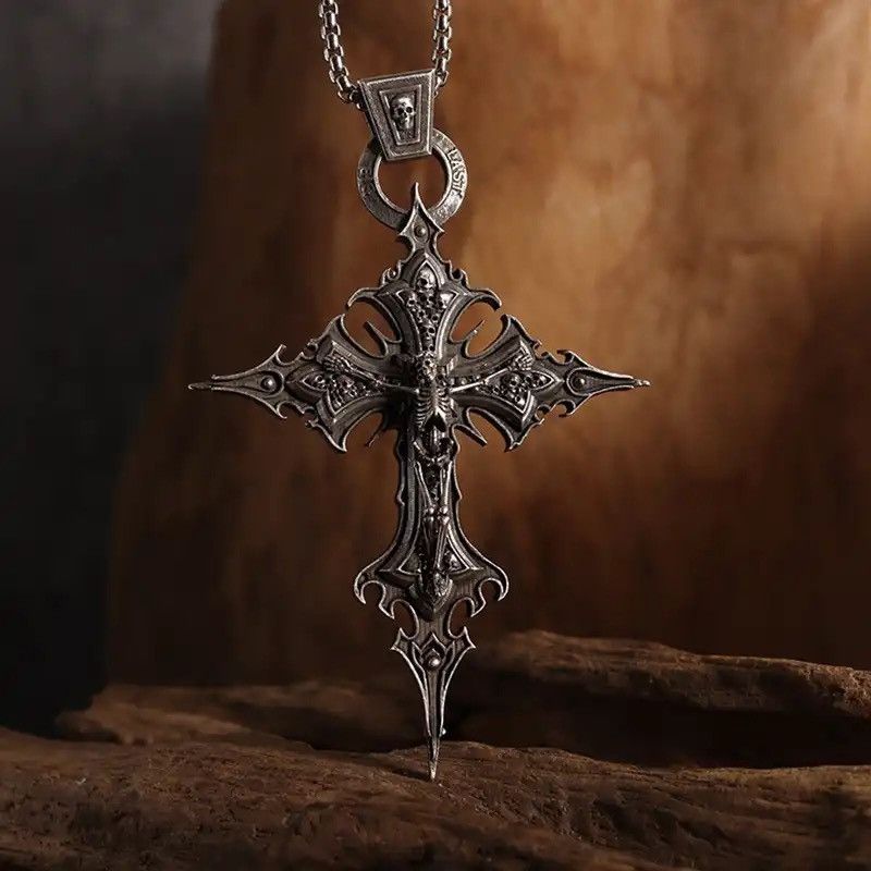 Jewelry × Vintage Vintage Gothic Christian Dante Purgatory Cross Necklace Size ONE SIZE - 4 Thumbnail