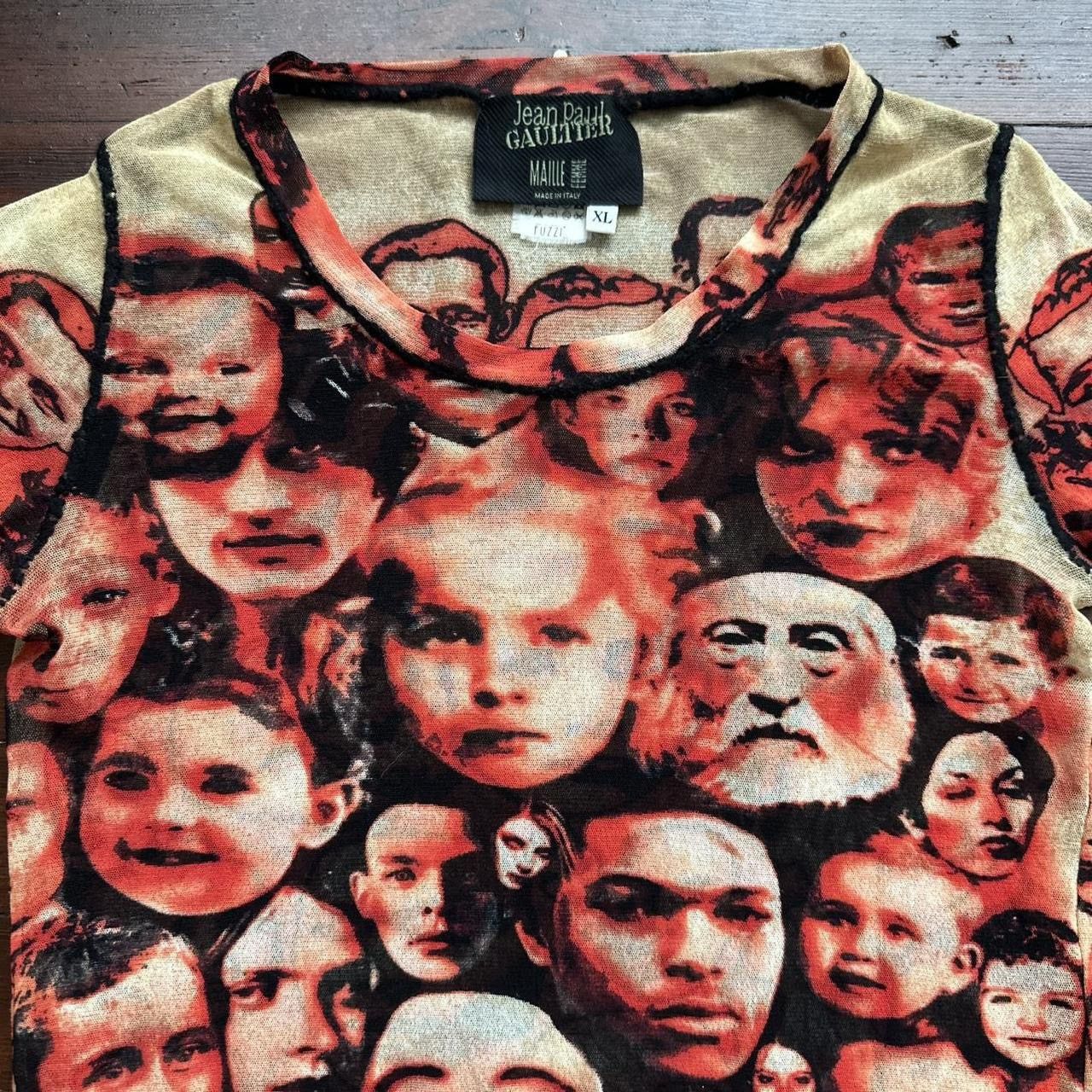 Jean Paul Gaultier JEAN PAUL GAULTIER Vintage Red Face Print Mesh Top Size XL / US 12-14 / IT 48-50 - 5 Thumbnail