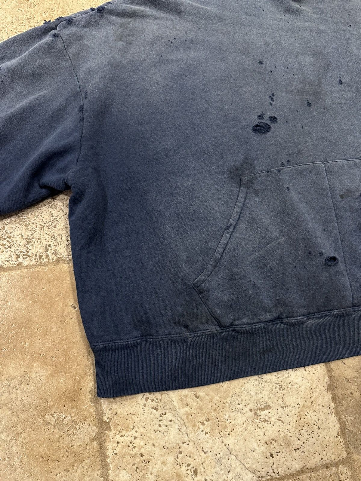 READYMADE Readymade Navy Washed Distressed Dirty Double Layered Hoodie Size US M / EU 48-50 / 2 - 8 Thumbnail