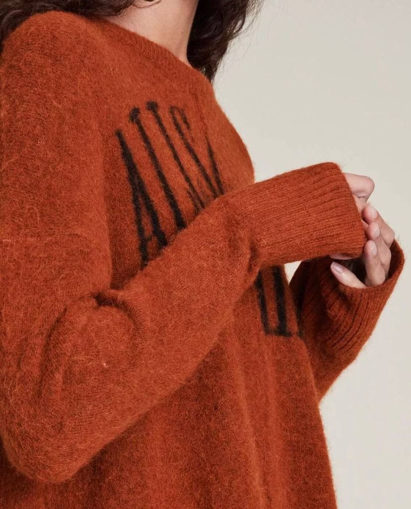 Allsaints × Vintage 🔥 Allsaints Alpaca Wool Blend Split Crew Logo Jumper Sweater Size XS / US 0-2 / IT 36-38 - 4 Thumbnail