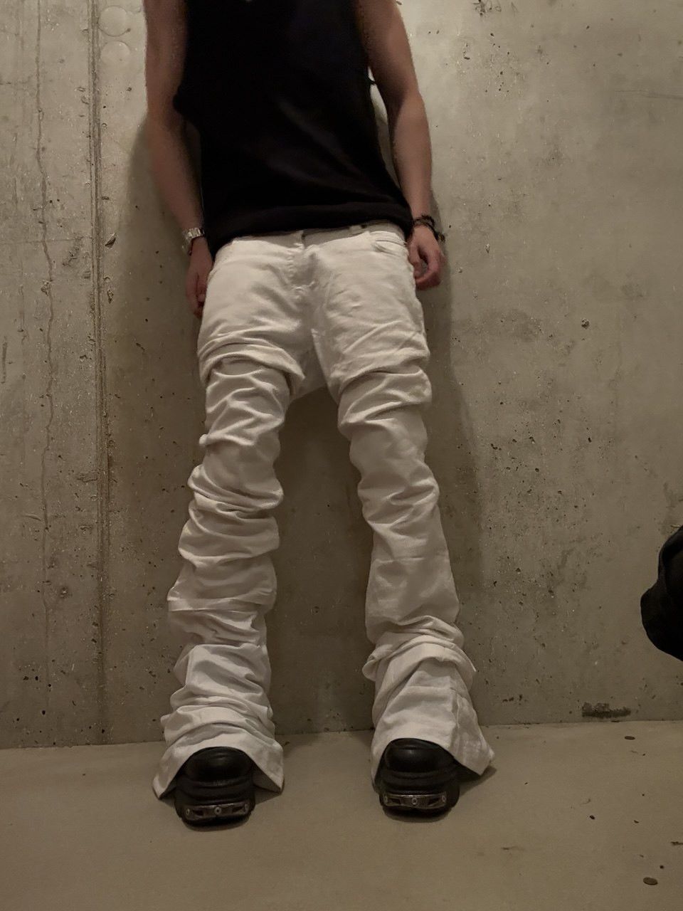Japanese Brand flare bootcut painted black jeans Size 30" / US 8 / IT 44 - 3 Thumbnail