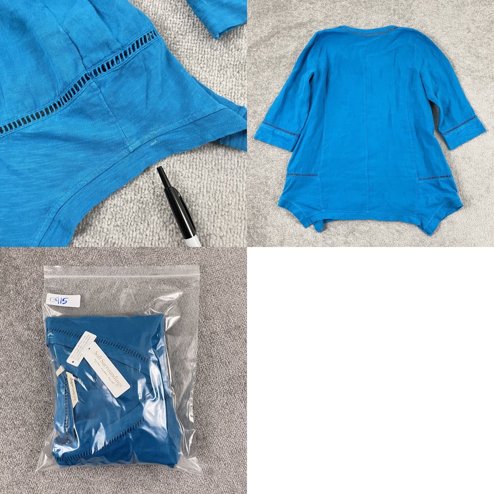 Soft Surroundings Soft Surroundings Leonie Tunic Top Womens Large 14-16 Caribbean Turquoise Linen Size L / US 10 / IT 46 - 8 Thumbnail