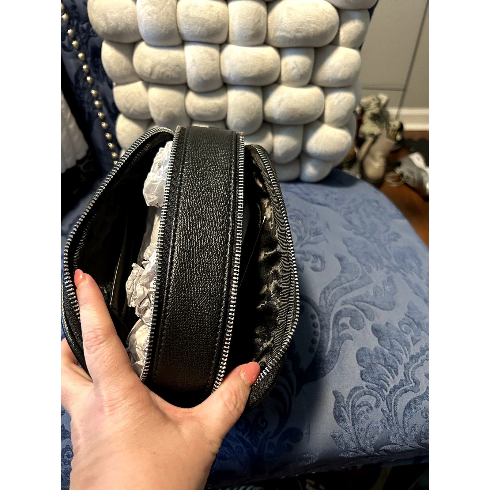 Karl Lagerfeld Karl Lagerfeld Maybelle Black Rhinestone Duo Camera Bag NWOT Size ONE SIZE - 7 Thumbnail