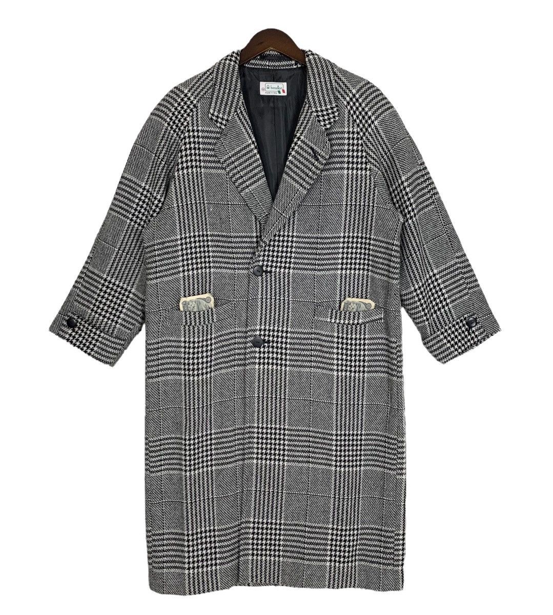 Benetton Vintage Benetton Checkered Wool Long Coat Size 46 Size US M / EU 48-50 / 2 - 1 Thumbnail