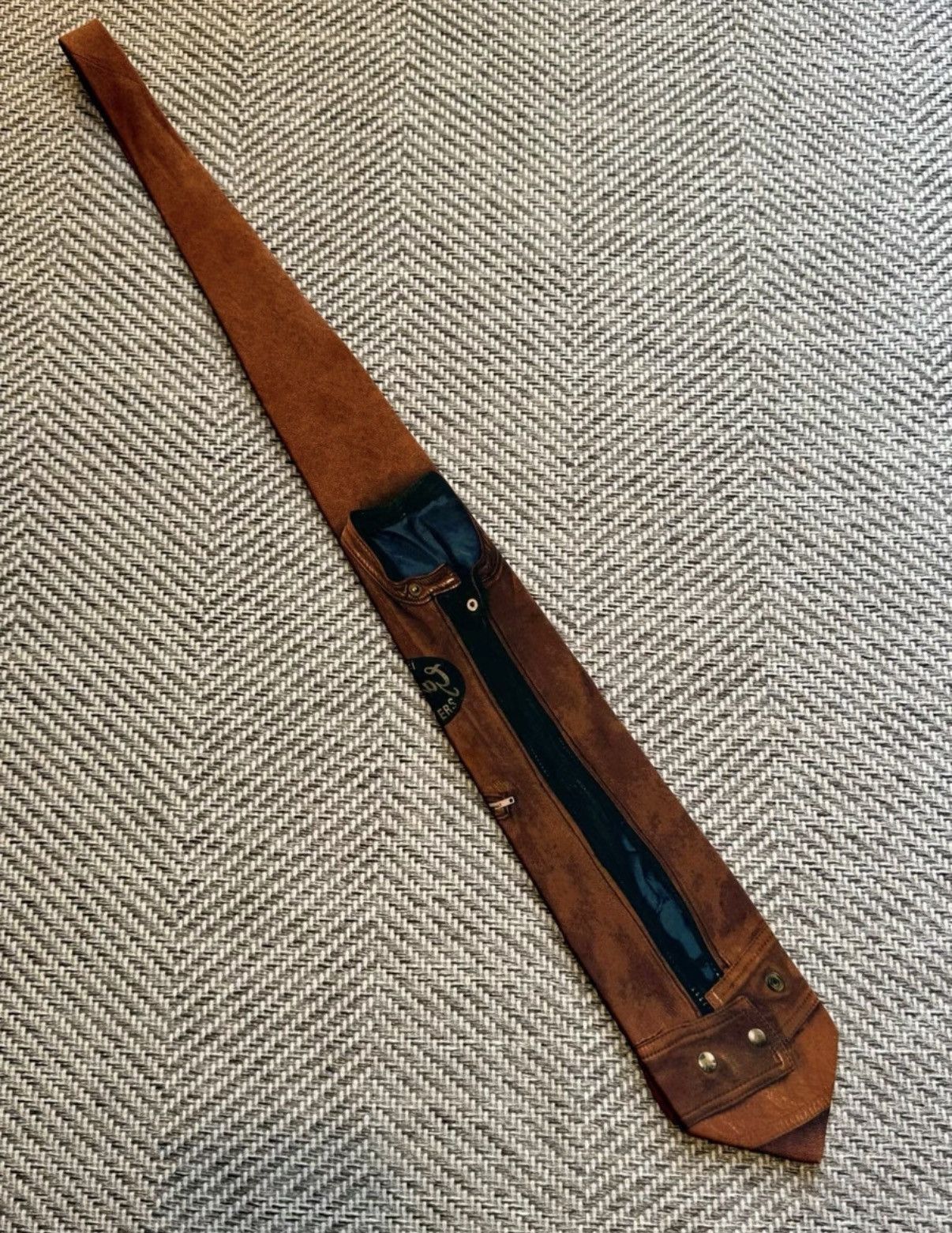 Jean Paul Gaultier Brown Denim Jacket Print Necktie Size ONE SIZE - 2 Thumbnail