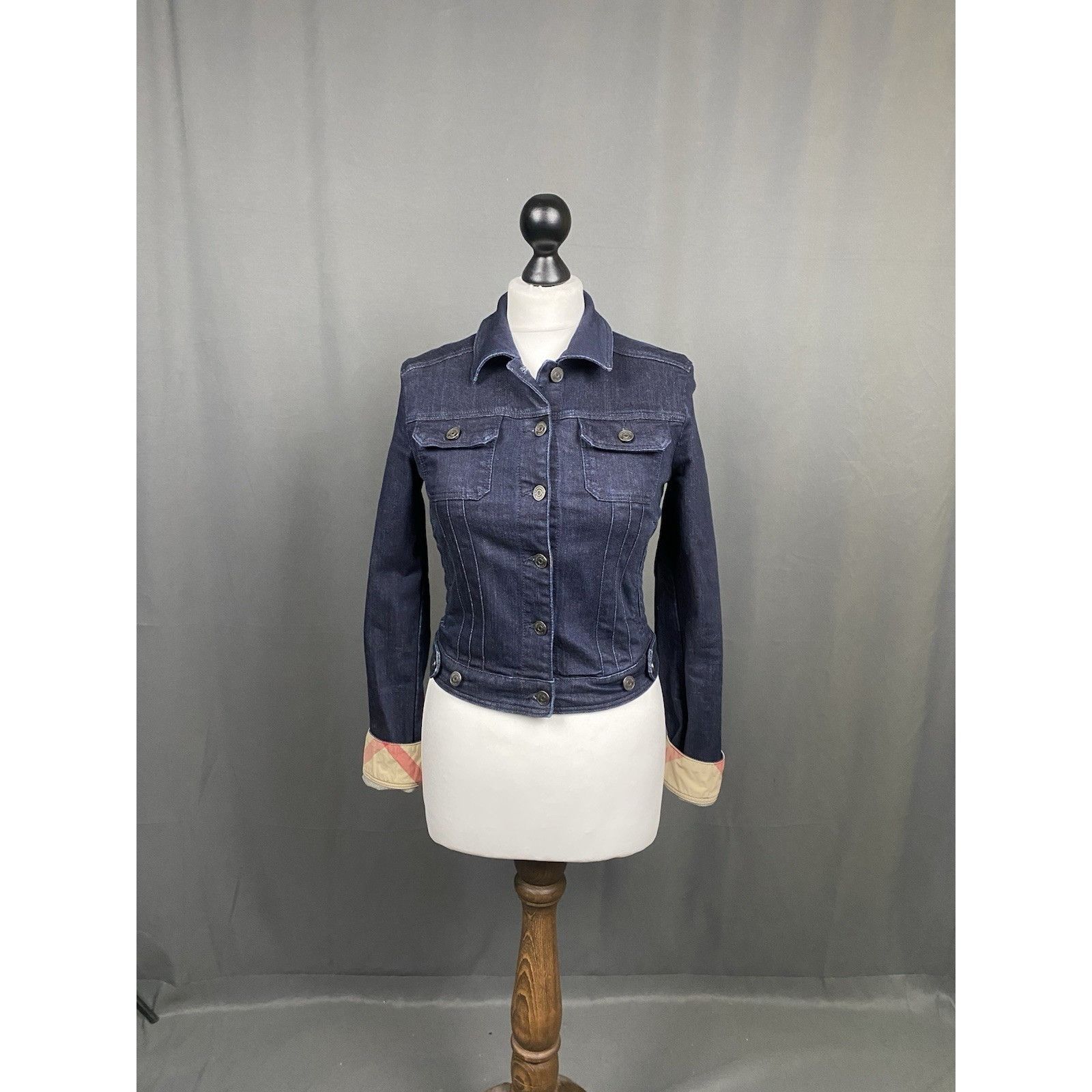 Burberry Burberry Brit Nova Check Women's Blue Denim Jeans Biker Jack Size M / US 6-8 / IT 42-44 - 9 Thumbnail