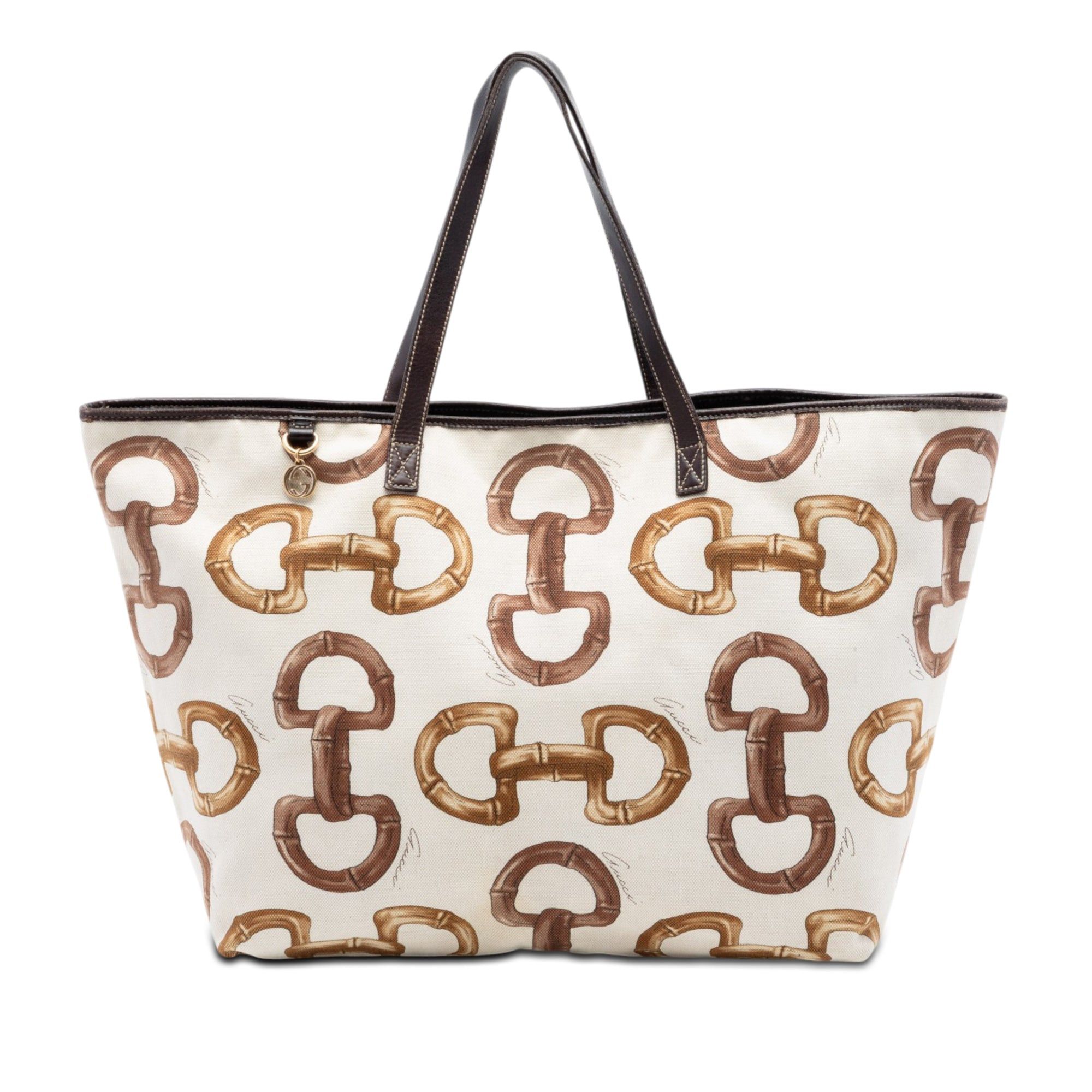 Gucci Printed Canvas Bamboo Horsebit Tote Size ONE SIZE - 1 Thumbnail