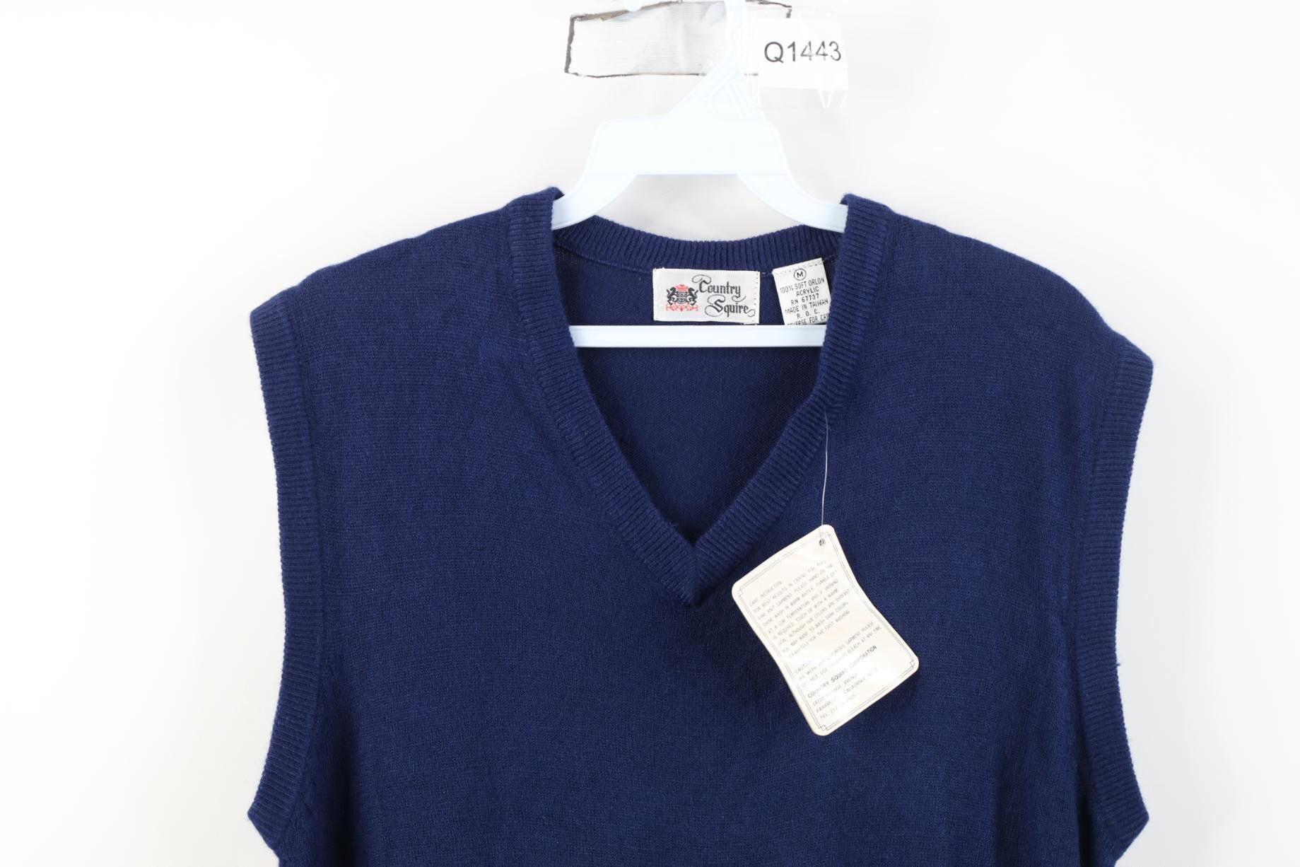 Vintage Deadstock Vintage 70s Blank Soft Knit Sweater Vest Navy Blue Size M / US 6-8 / IT 42-44 - 2 Thumbnail