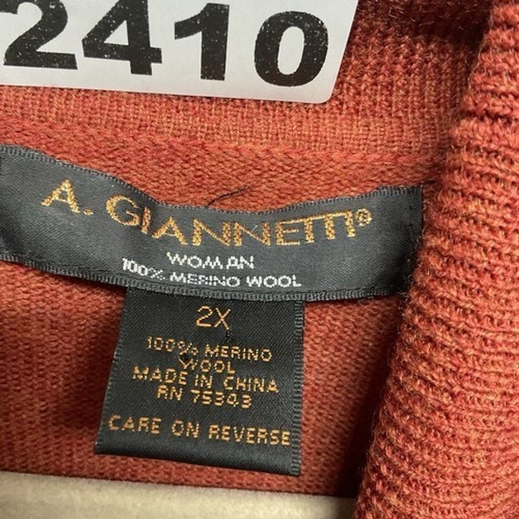 Other A. Giannetti Orange Merino Wool Turtleneck Sweater Women 2X Size ONE SIZE - 4 Thumbnail