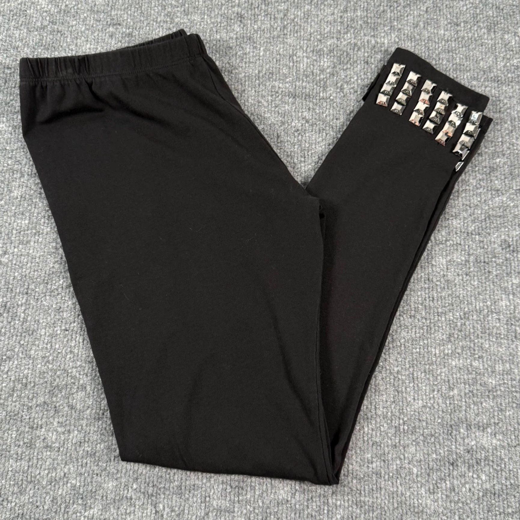 Vintage Black Studded Embellished Leggings Womens Medium Rhinestone Ankle Athleisure Casual Yoga Gym & Training Size 32" / US 10 / IT 46 - 2 Thumbnail