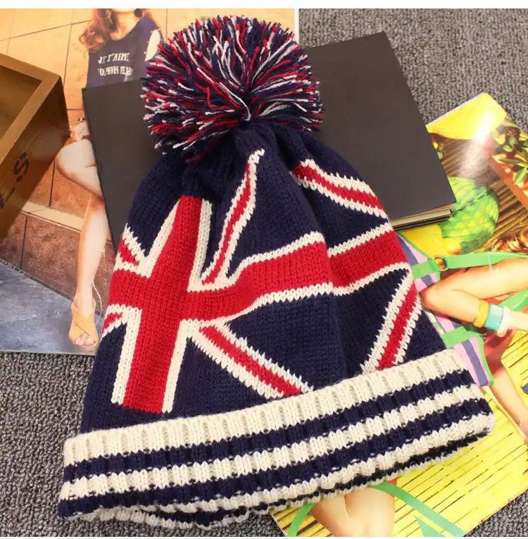 Vintage Fashion Casual Striped Flag Beanies Size ONE SIZE - 3 Thumbnail
