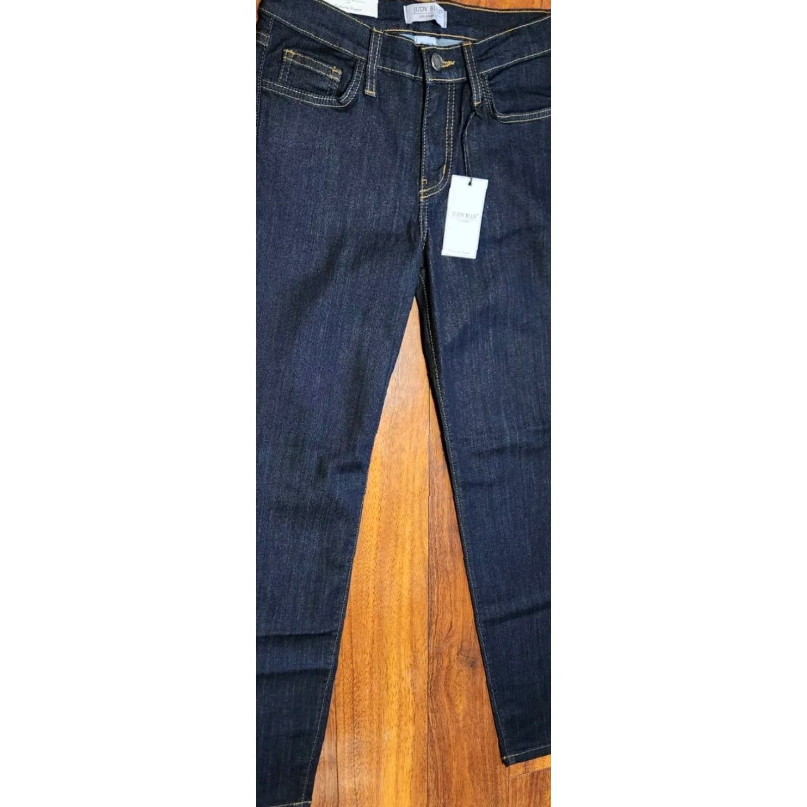 Denime JUDY BLUE Jeans Women 5/27 (27x30) Rayon Skinny Mid Rise Dark Blue Denim USA NWT Size 27" / US 4 / IT 40 - 3 Thumbnail