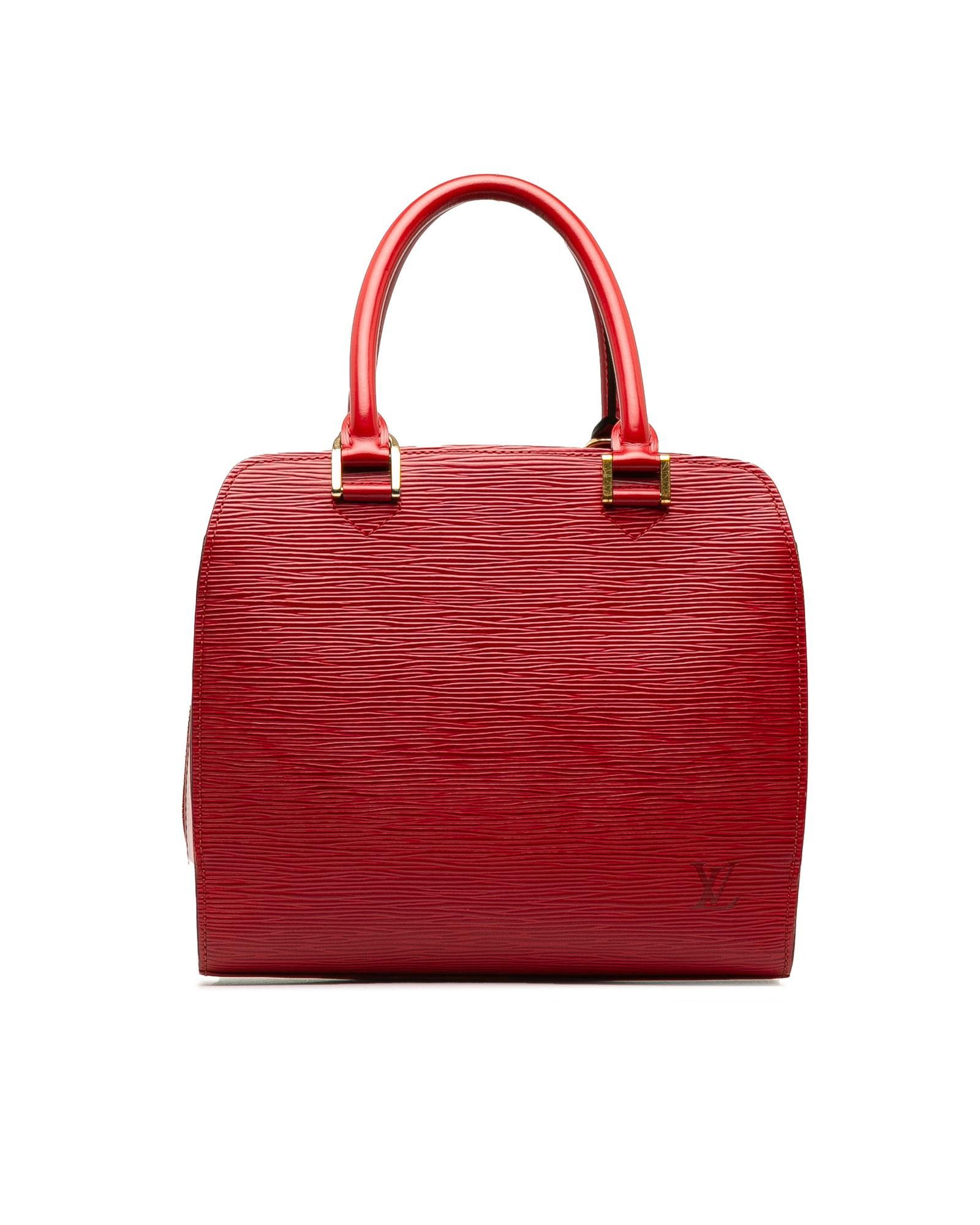 image of Louis Vuitton Epi Leather Two-Way Zip Handbag in Red, Women's