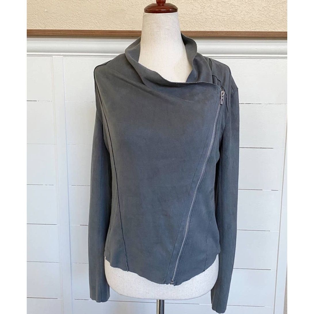 BLANKNYC BLANKNYC Drape Front Suede Asymmetrical Zip Jacket in Grey Size XS / US 0-2 / IT 36-38 - 6 Thumbnail