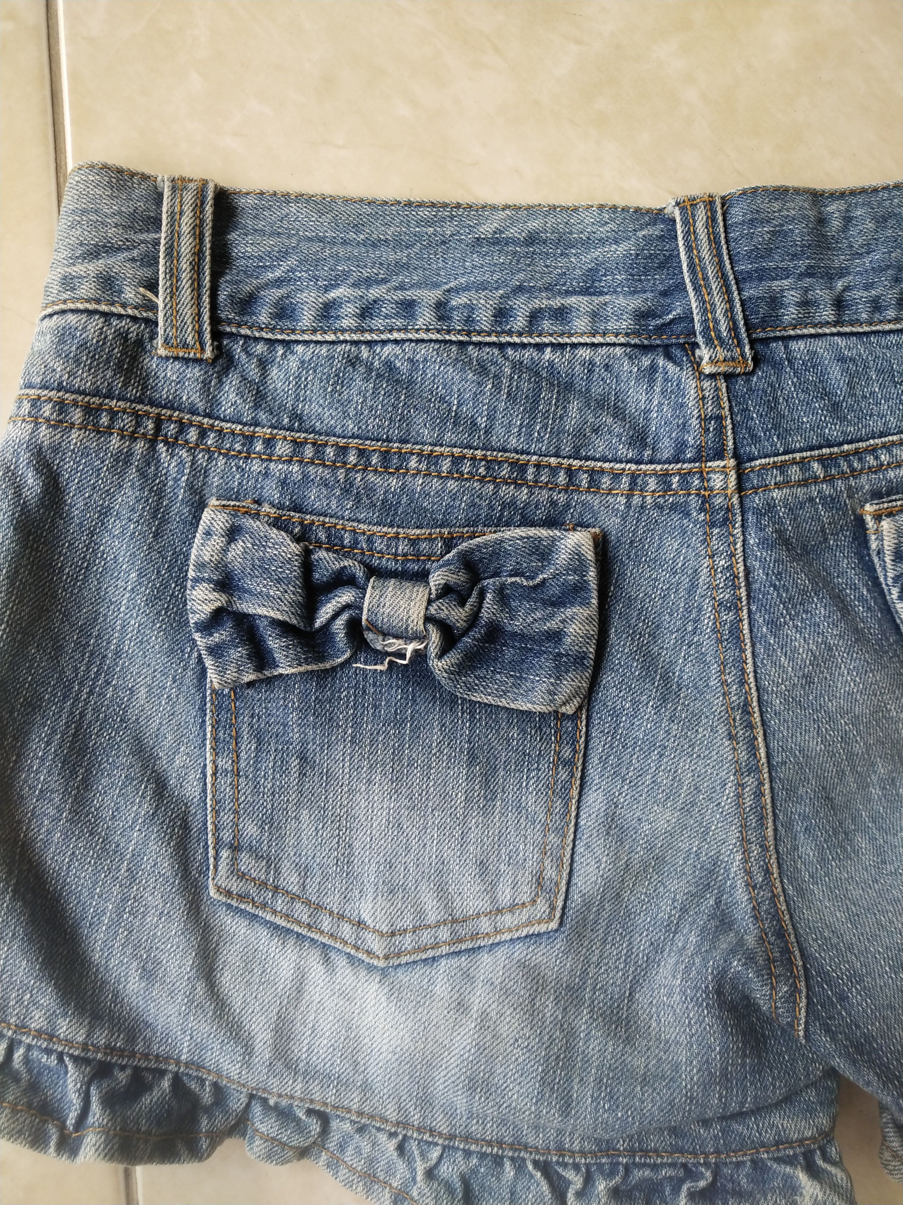 LIZ LISA 2000s Liz Lisa Gyaru Ruffled Bow Denim Shorts Vintage Y2K Size 28" / US 6 / IT 42 - 2 Thumbnail