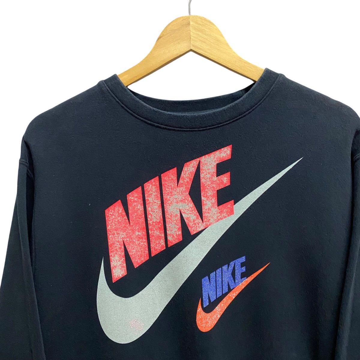 Nike × Vintage Nike Swoosh Black Unisex Sweatshirt Size Large Size US M / EU 48-50 / 2 - 2 Thumbnail