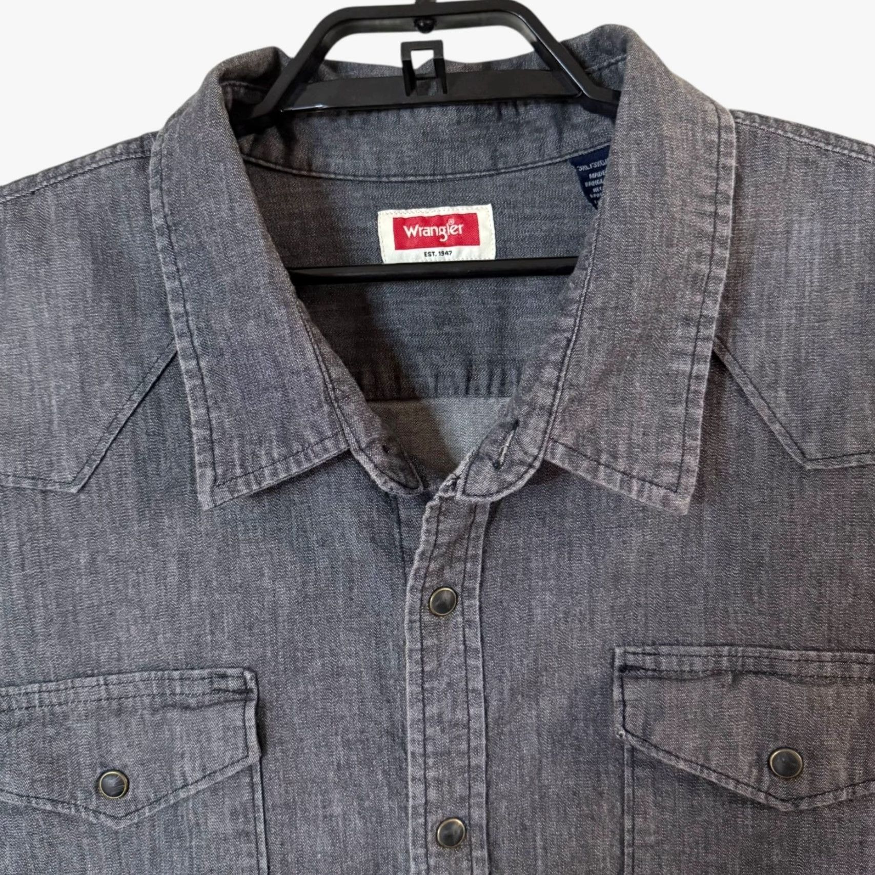 Wrangler Wrangler Shirt Gray Denim 3XL Pearl-Snap Western Button-Up Long-Sleeve Men's Size US XXL / EU 58 / 5 - 5 Thumbnail