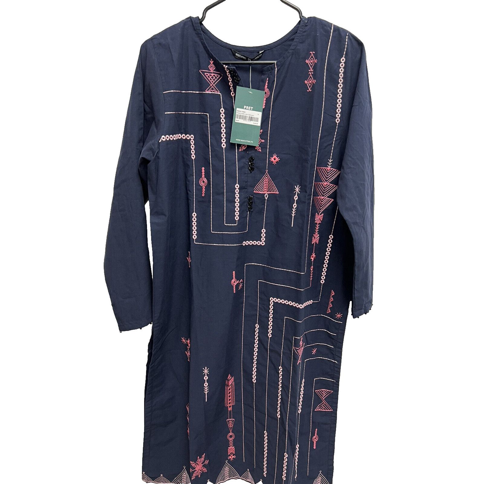 & Other Stories Beechtree Embroidered Shirt Navy Size 10 Women Dress A000651 Size L / US 10 / IT 46 - 1 Thumbnail