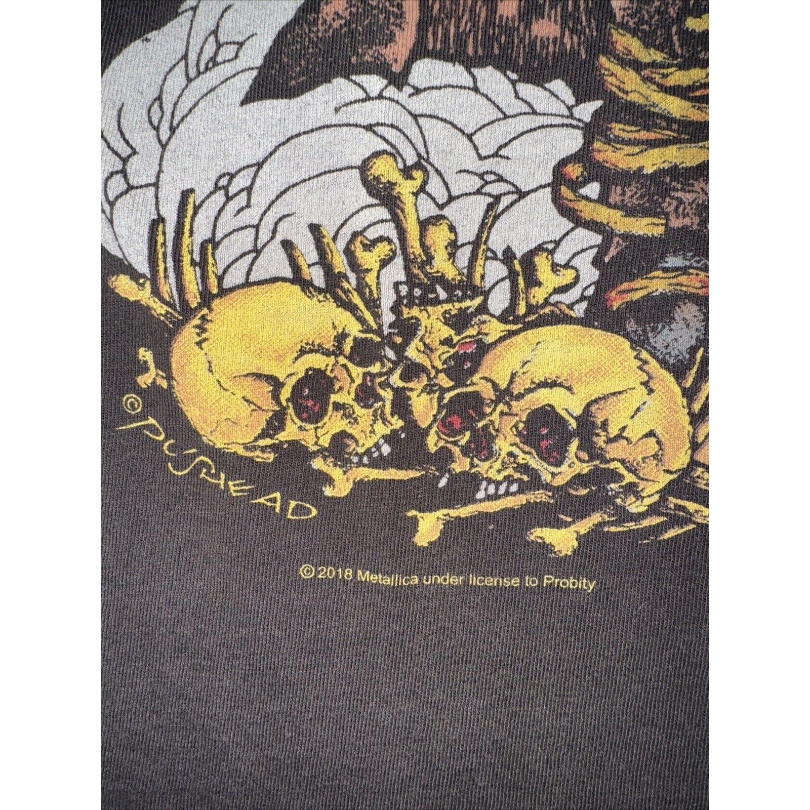 Band Tees × Metallica × Vintage Metallica Pushead T-Shirt Black Medium 20x26 Size US M / EU 48-50 / 2 - 3 Thumbnail