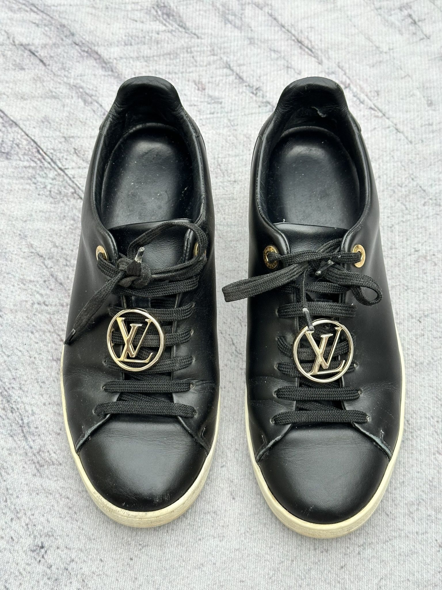 Louis Vuitton Louis Vuitton Frontrow Sneakers LV Metal Lace Logo Leather Size US 5.5 / IT 35.5 - 2 Thumbnail